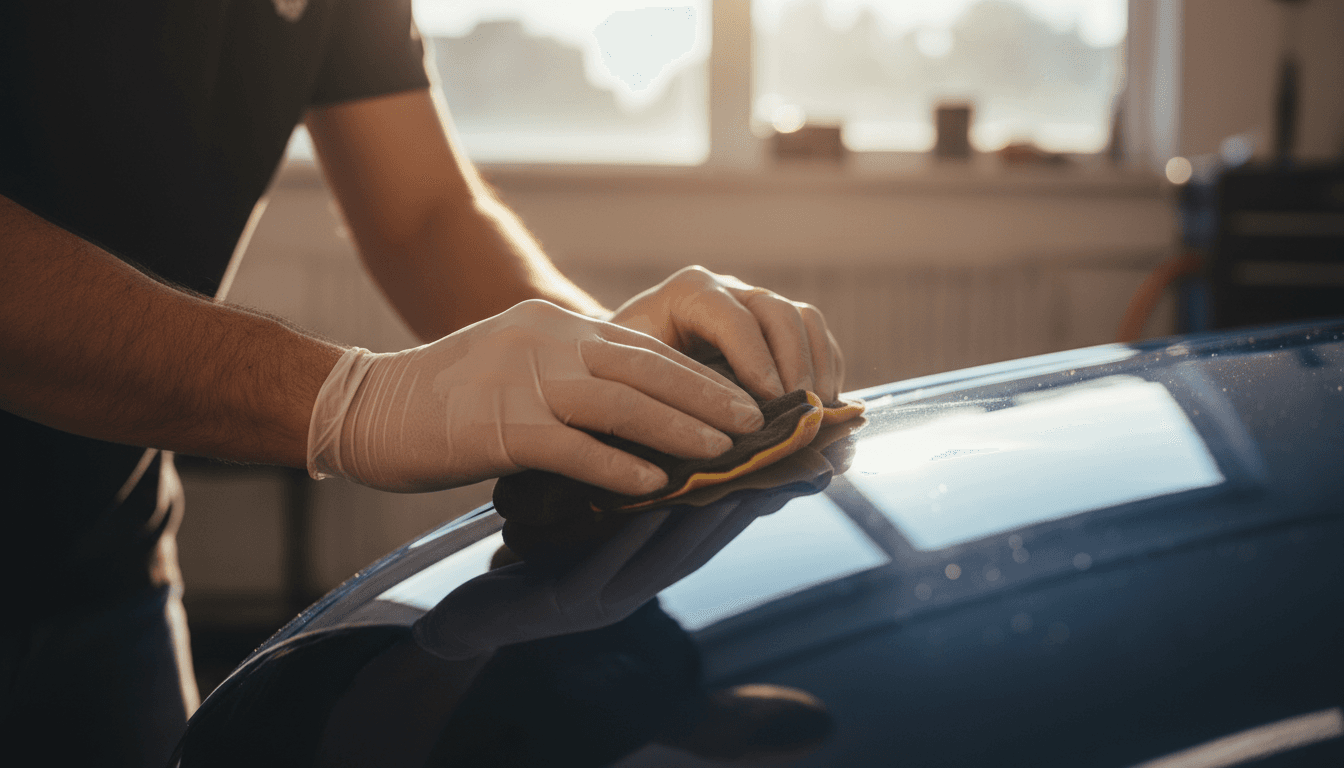 Technician applying professional polish with precision