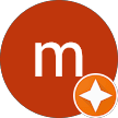Red circular icon with a white lowercase m and a small orange star overlay.